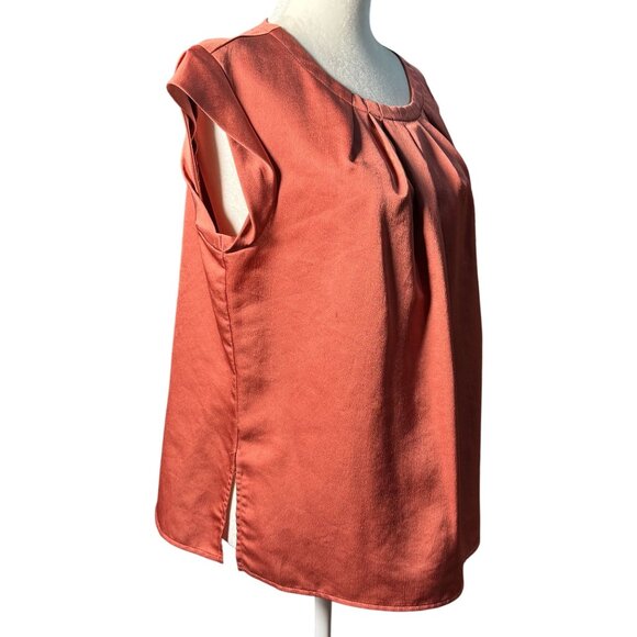 Liz Claiborne Womens S Brown Rust silk Satin Styles Sleeveless blouse shell - Picture 7 of 10